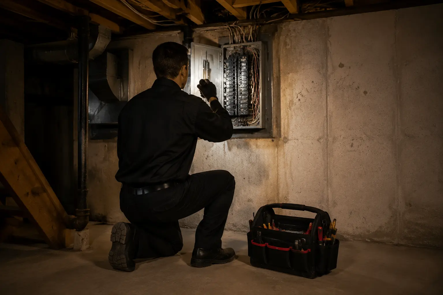 Electrician installing panel Scarborough — FlashPro Electric