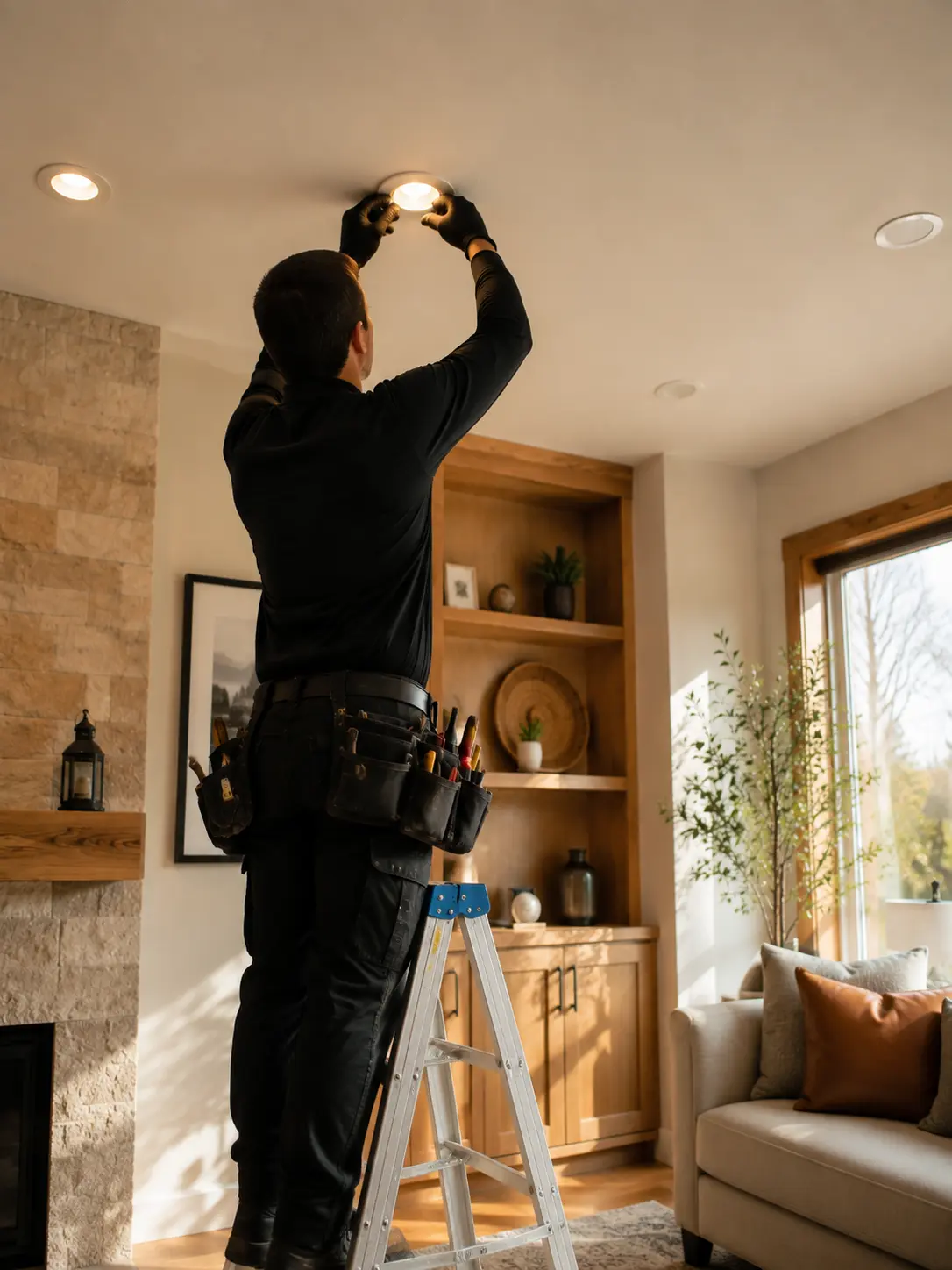 Licensed electrician installing pot lights Scarborough — FlashPro Electric